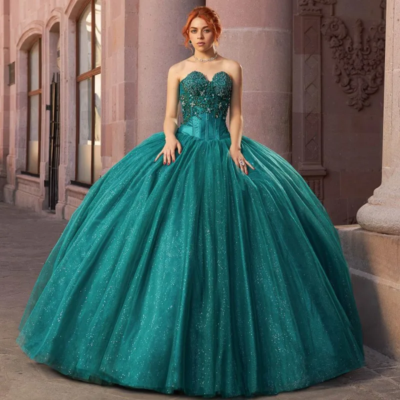 

Сверкающее Тюлевое платье с аппликацией для милой подружки, вечерние платья на день рождения, бальное платье на шнуровке сзади