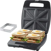 Breakfast Sandwich Maker Press Grill, Electric Sandwich Toaster Press, Grilled Cheese Maker with Non Stick Surface, Sandwichera 1