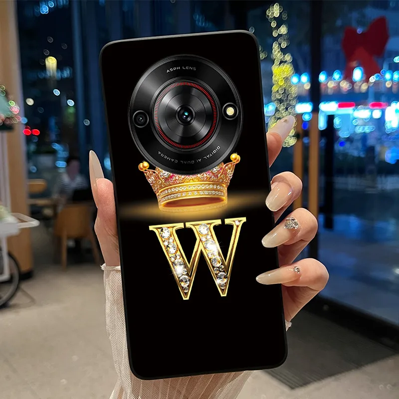 Vibrant Shockproof Soft Phone Case with Crown Letter Design