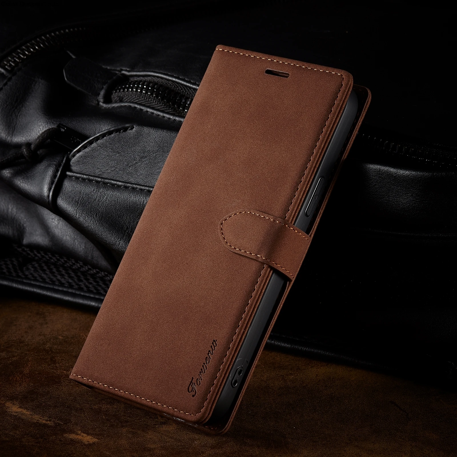 Leather Flip Wallet Case with Magnetic Card Holder - Elegant Phone Cover
