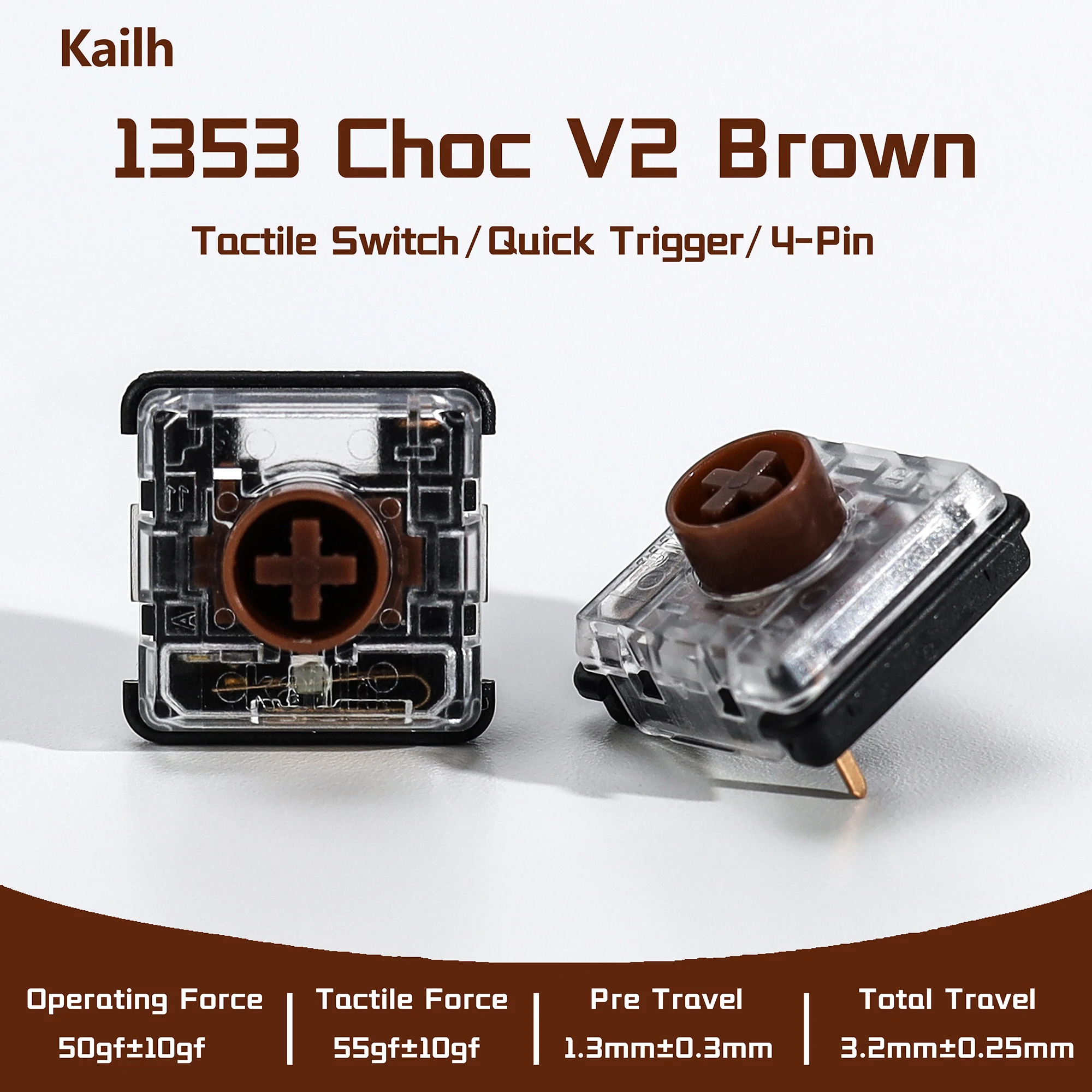 Kailh 1353 Choc V2 브라운 스위치 히트박스 컨트롤러 RGB 게이밍 기계식 키보드 히트박스용 촉각 크리미 로우 프로파일 스위치