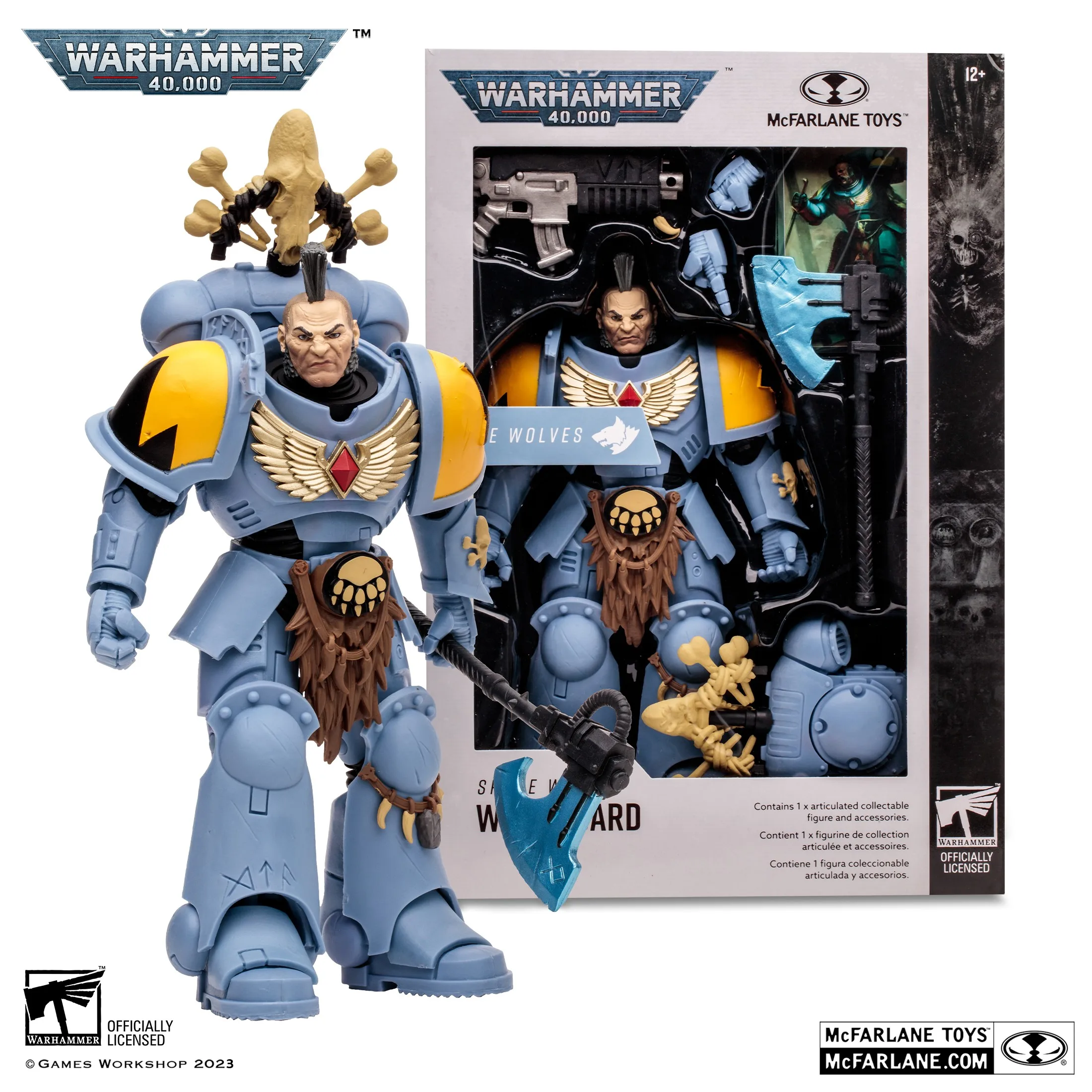 Mcfarlane Toys Warhammer 40,000 Space Wolves Wolf Guard Dc Multiverse 7 Pollici Figure Mobili Action Figure Collection
