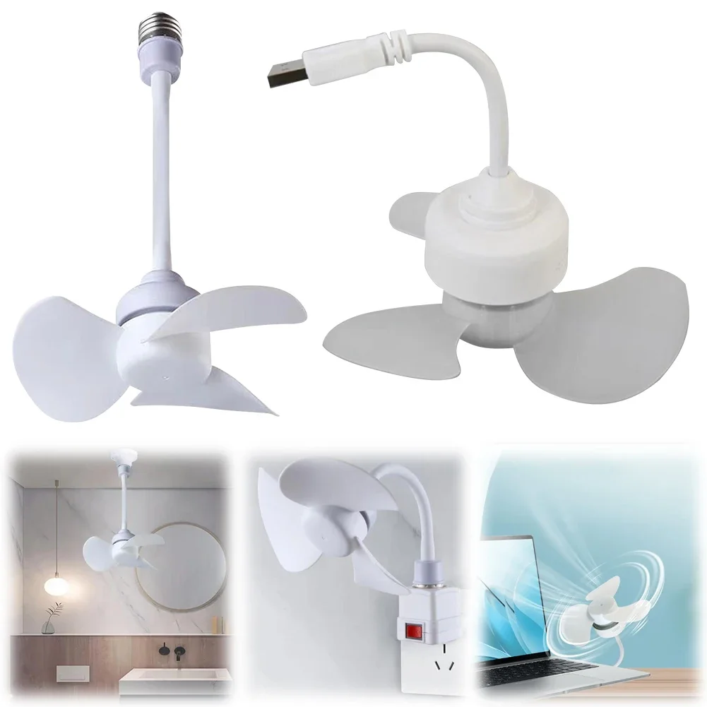 Modern LED Ceiling Fan E27 Base/USB Indoor Ceiling Fan Light Hose Extender Small Ceiling Fan Light for Bedroom Living Room 4