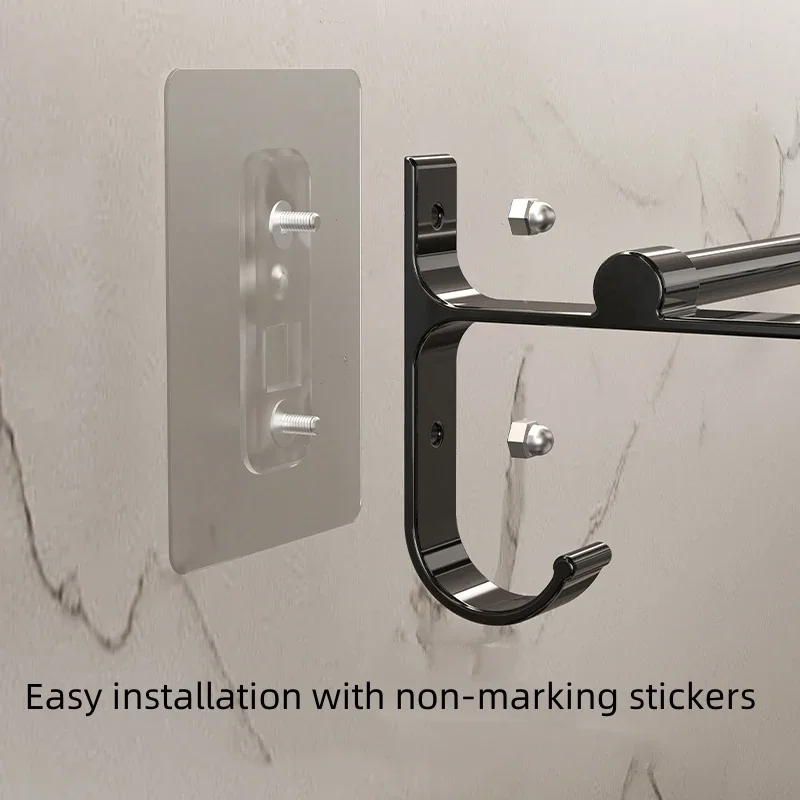 Space Aluminum Towels Rack Stand With No Drill Bathroom Towel Holder Bathroom Supplies Organizer and Accessories Towel Bar Rail towel rack