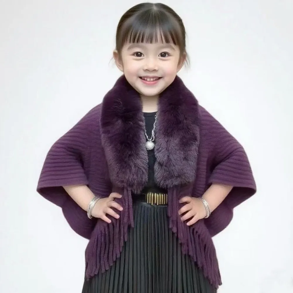 Faux Fur Mongolian Poncho Winter Shawl