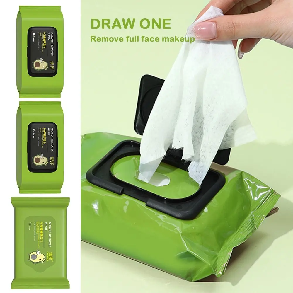 12/60/80PCS 소프트 메이크업 제거 물티슈 코튼 페이스 클리너 페이셜 클렌징 물티슈 도구 메이크업 액세서리