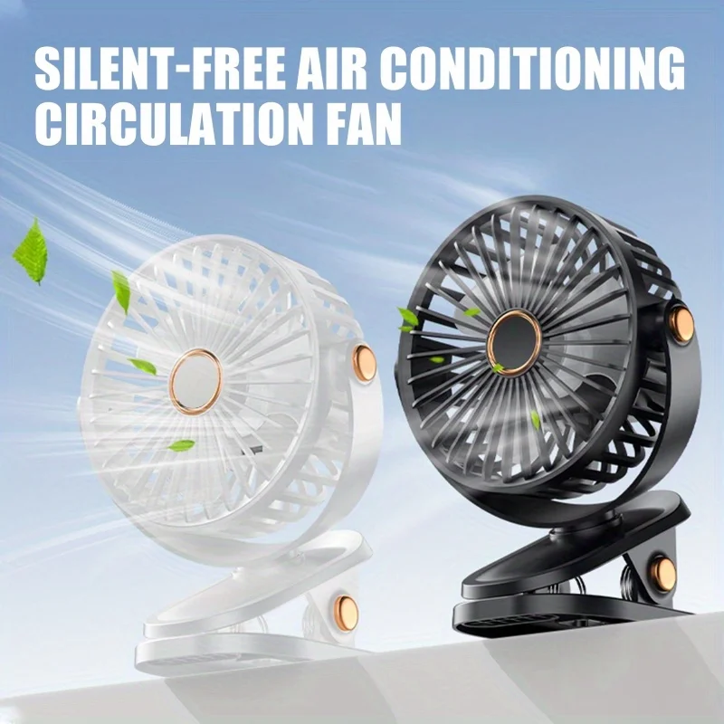 USB Desk Fan with Night Light, 3-Speed Adjustable, Portable Clip-On or Tabletop Stand