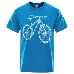 Mountain Bike Alphabet Print Oversized Vintage Tee - Unisex Breathable Summer T-Shirt - XXXL (Light Blue)