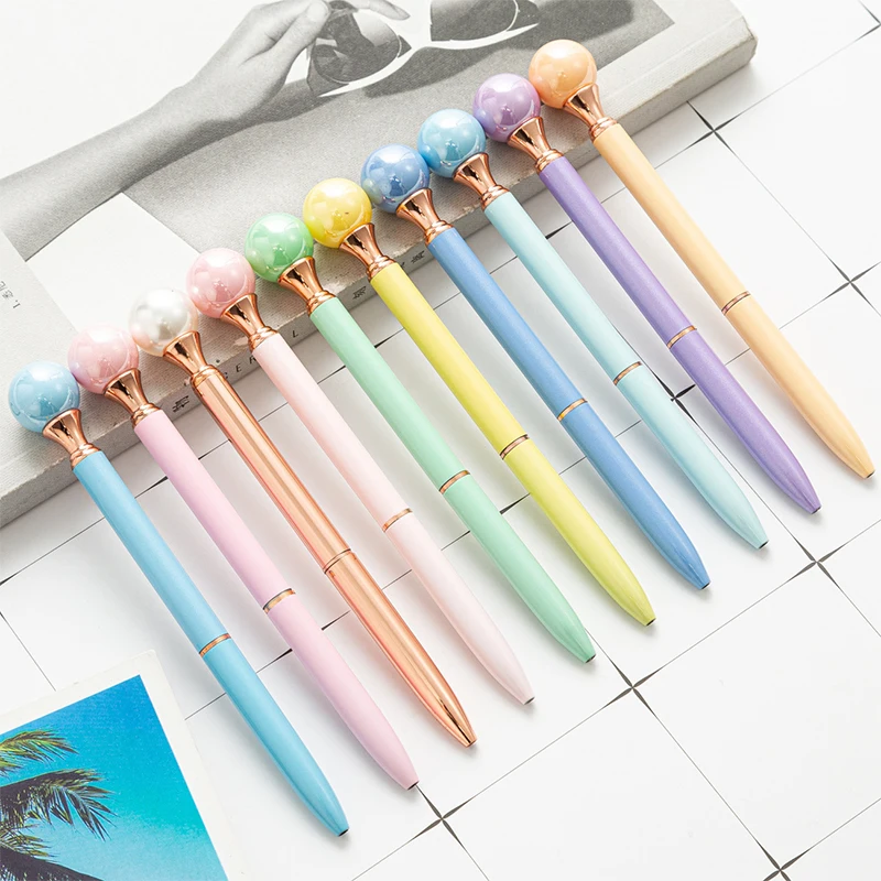 

90Pcs Fancy Colorful Pearl Pens Twistable Metal Ballpoint Pens 1.0mm Black Ink Ballpoint Pens For School Office Home Party