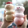 500ml Christmas Candy Biscuits Bottle Snowman&Tree Shape Drink Bottles Juice Milk Tea Jar Food Storage Container Party Favors 5