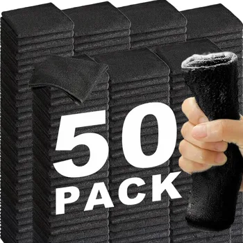 1/50pcs Nero Panno di Pulizia In Microfibra Asciugamano Assorbente per Il Lavaggio Auto Lavori Domestici Pulito Cucina Stracci per la Pulizia Strumenti Puliti Per La Casa 1