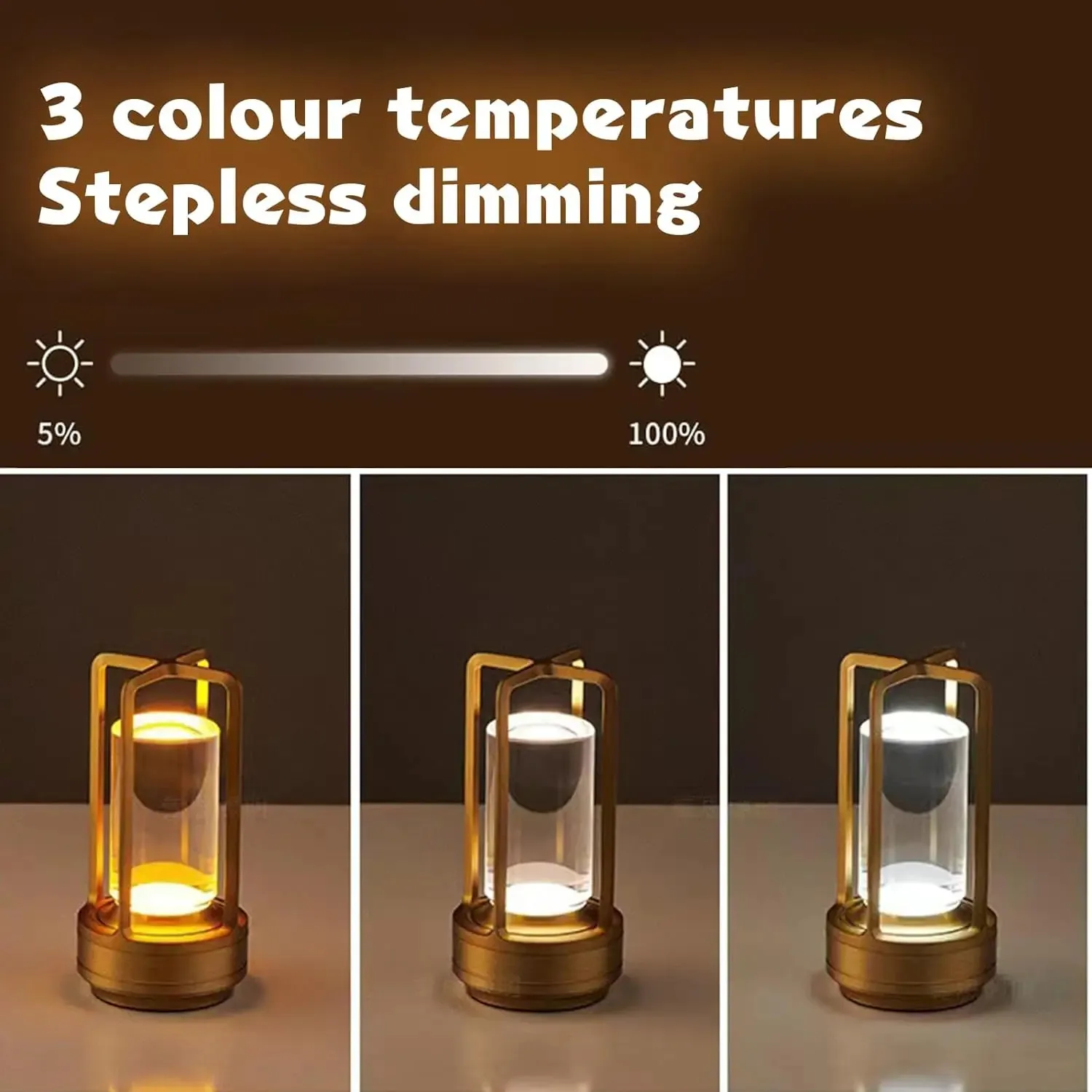 Wireless Table Lamp LED Touch Sensor Desktop Night Light Rechargeable Reading Lamp for Restaurant Hotel Bar Bedroom Decor Light 2