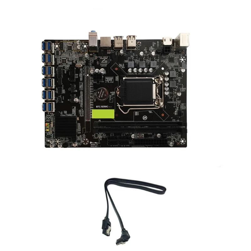 

Материнская плата для майнинга BTC B250C BTC 12xUSB3.0 to PCI-E 16X, видеокарта 4xSATA LGA для Intel 1151 2DDR4 RJ45 PS/2 с
