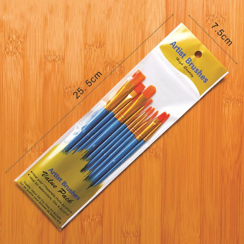 10pcs 수채화 브러쉬 진주 빛 세트 나일론 페인팅 브러쉬 짧은 막대 오일 아크릴 브러쉬 수채화 펜 전문 미술 용품