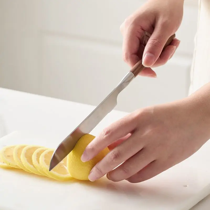 Knife Stainless Steel Serrated Creative Household Kitchen Baking Tools Multifunction Toast Cake Slicing Knife Walnut Long Han butter knife