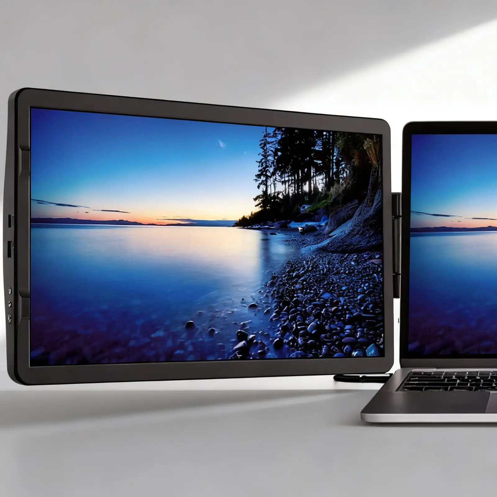 Laptop Monitor Extender 14.1 Inch Additional Screen 1080P Rotatable Laptop Monitor With 2 Ports For Travel Conference Desk Home