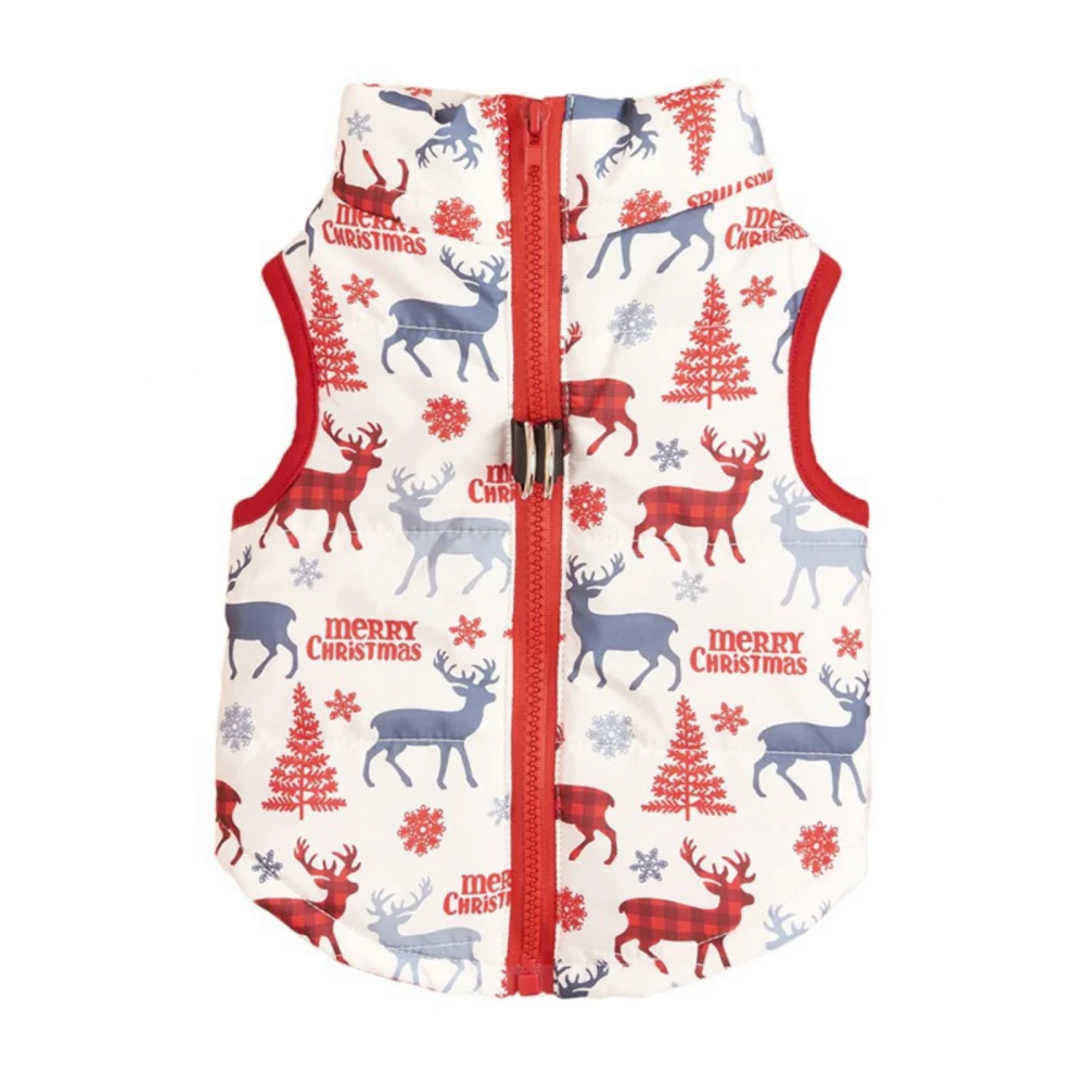 thumbnail image 1 of Ropa navideña para mascotas, para perros pequeños y medianos, impermeable, cálida, chaleco acolchado de algodón, chaqueta para yorkshire terrier y chihuahua, 1 of 5