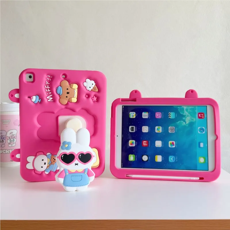 Cute 3D Cartoon Miffy Rabbit Silicone Tablet Protective Case