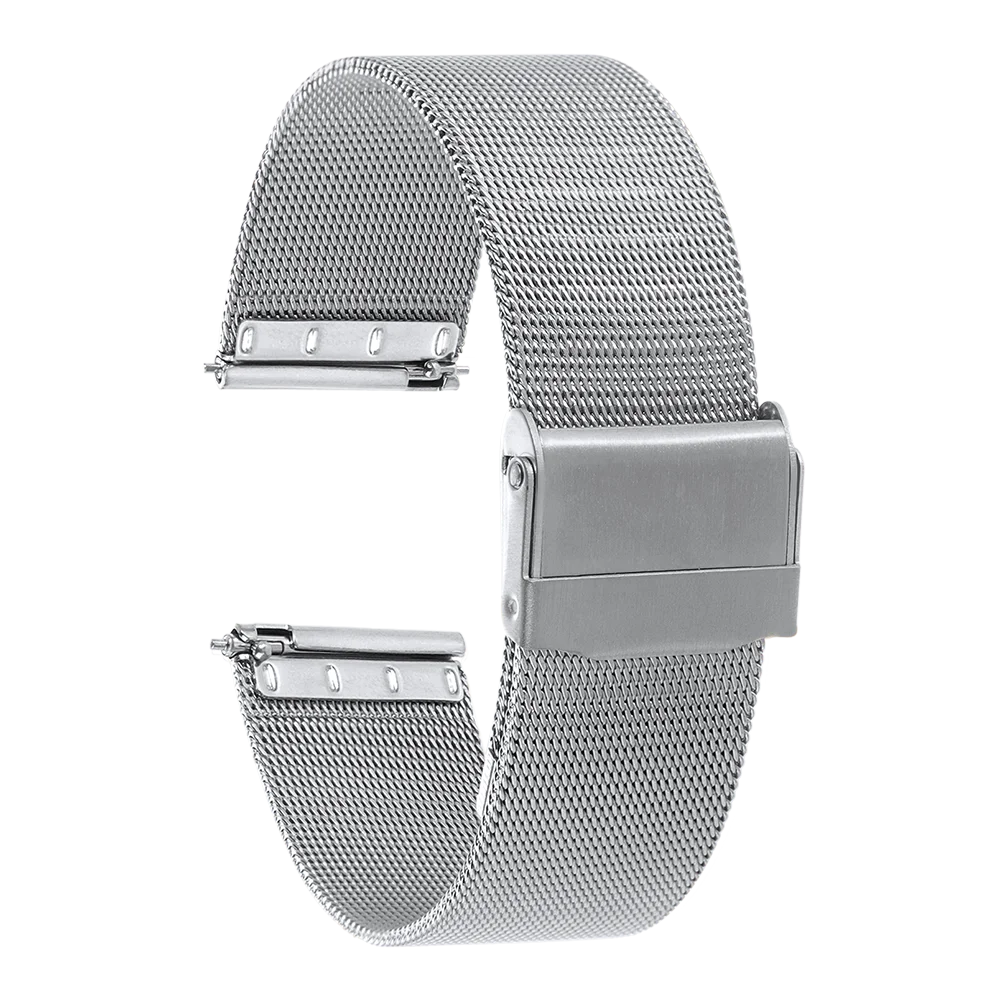 Elegant Milanese Stainless Steel Watch Band - Quick Release Strap with Double Safety Buckle in Black, Gold, or Silver