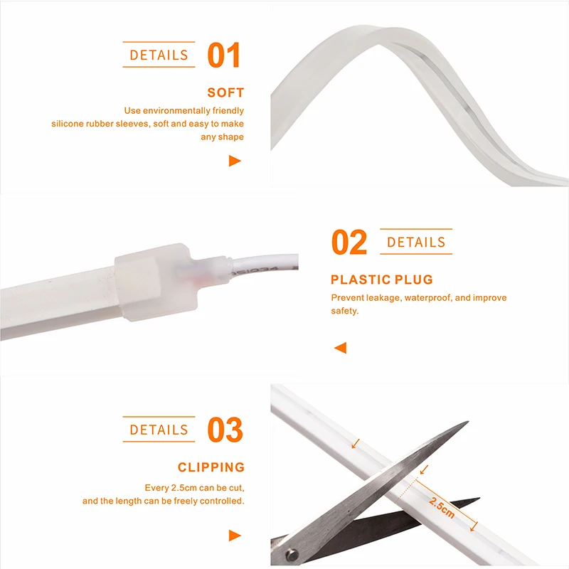 EU plug 12V/24V Neon Strip 1/2/3/5/10M Neon LED Strip With Touch and Hand Sweep Dimmer Switch For Home Kitchen Decor Lighting 3