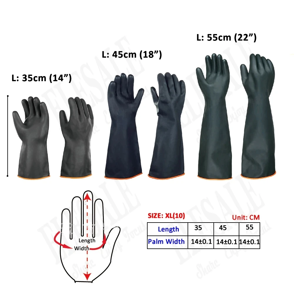 Acid Alkali And Oil Resistant Industry Work Gloves 1 Pair 14"-22" XL Size Heavy Duty Latex Gloves Chemical Resistant work gloves protective gloves