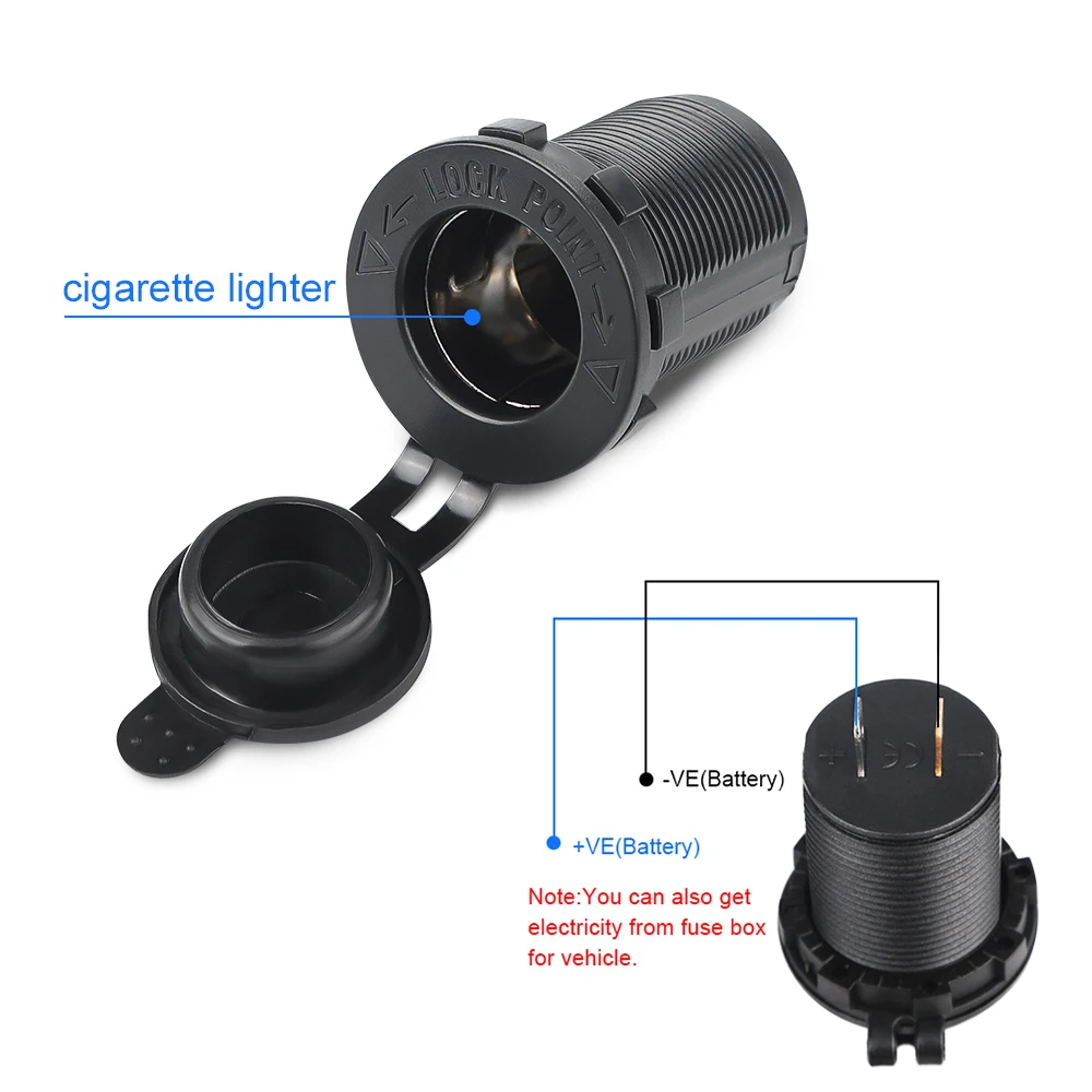 Cigarette Lighter Socket 12V Waterproof Car