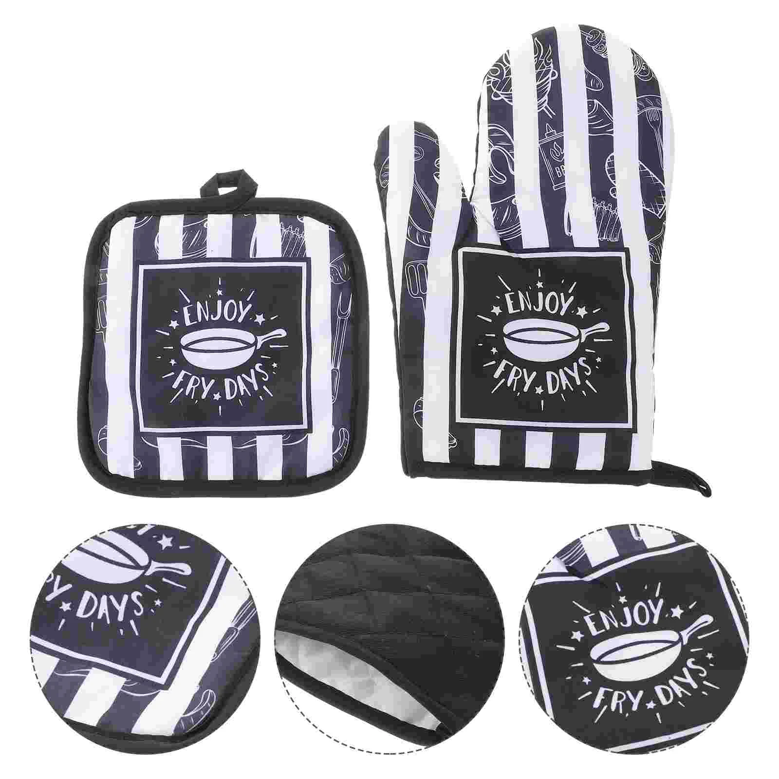 

1 Set Kitchen Heat Resistant Glovess and Pot Resistant Oven Mitts for Home