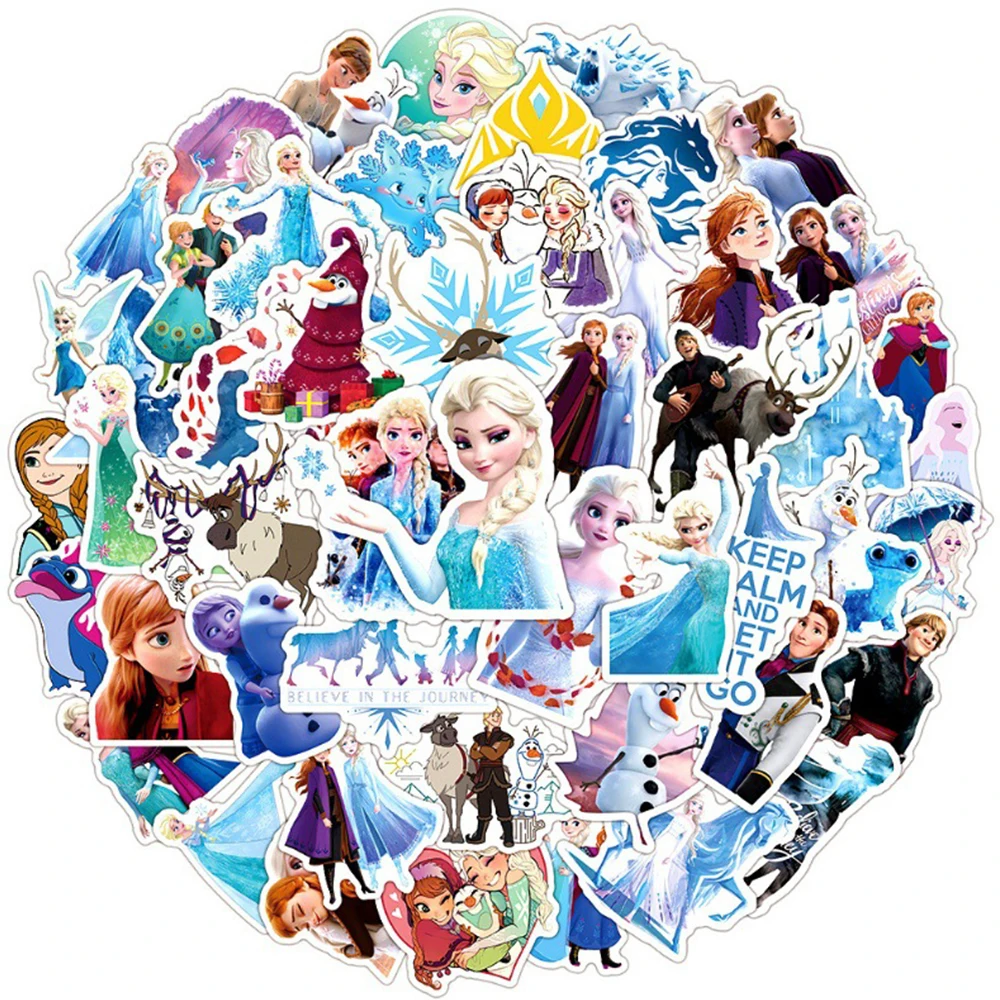 10/30/50pcs Disney Movie Frozen Stickers Elsa Decals Cartoon Laptop Phone Notebook Album Suitcase Decoration Sticker Kids Toys