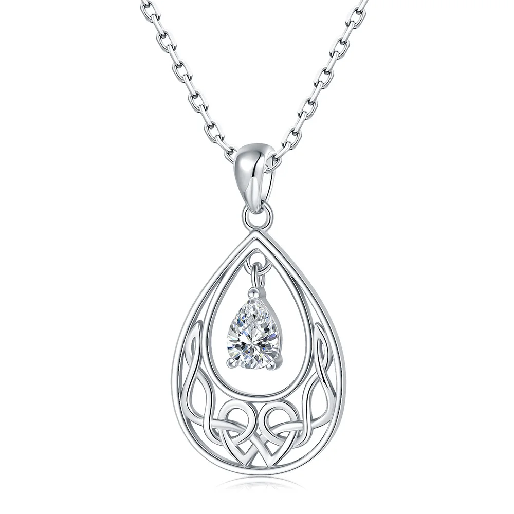 

925 Sterling Silver Celtic Knot Necklace Irish Good Luck Pendant With Zircon Jewelry Valentine Day Gifts For Women Mom Wife