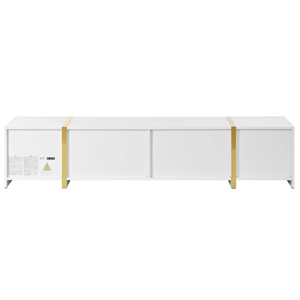 Moderner Luxus-TV-Ständer, Hochglanz-TV-Schrank, Goldene Kanten, mit Schubladen und Türen, Bietet Viel Stauraum für das Wohnzimmer – Detail 21
