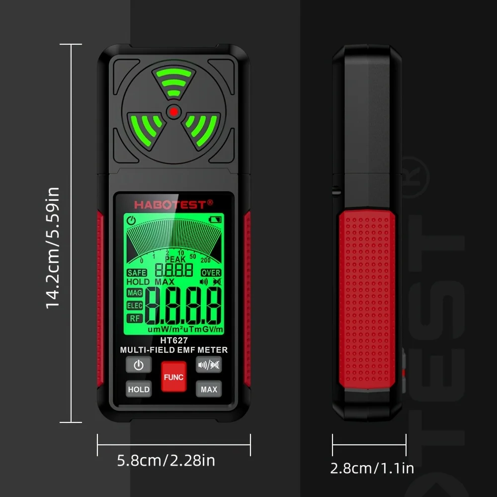 HABOTEST HT627 EMF Meter Professional Electromagnetic Field Radiation Detector Handheld Portable Radio Frequency Warn Meter