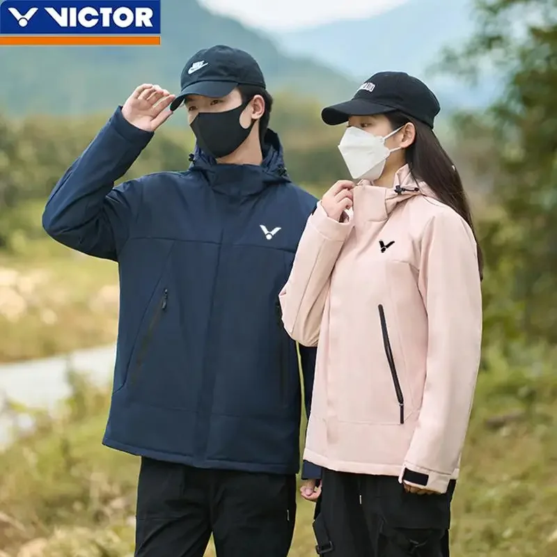 Victor New Men's and Women's Same Jacket Versatile, Simple, Light and Warm Sports Hooded Long-sleeved Jacket