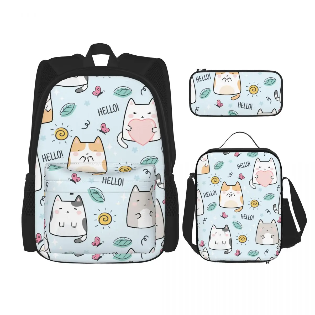 

Backpack 3 Pcs/set with Pencil Case Lunchbox Kids School Bags Boys Girls Teens Bagpacks