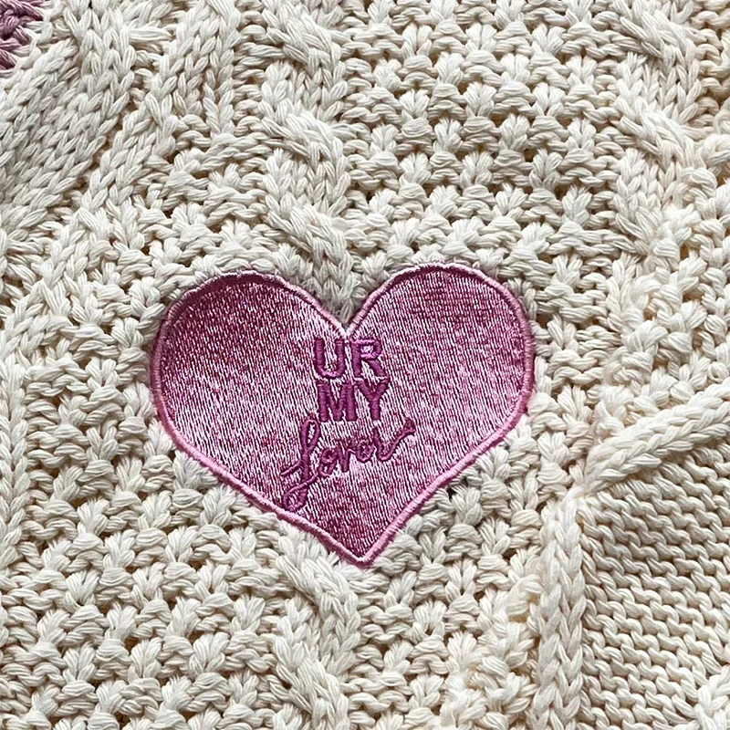 Autumn Winter Warm Pink Lover Sweater Women Cute Loose Long Sleeved V-neck Star Embroidery Knitted Cardigans 4