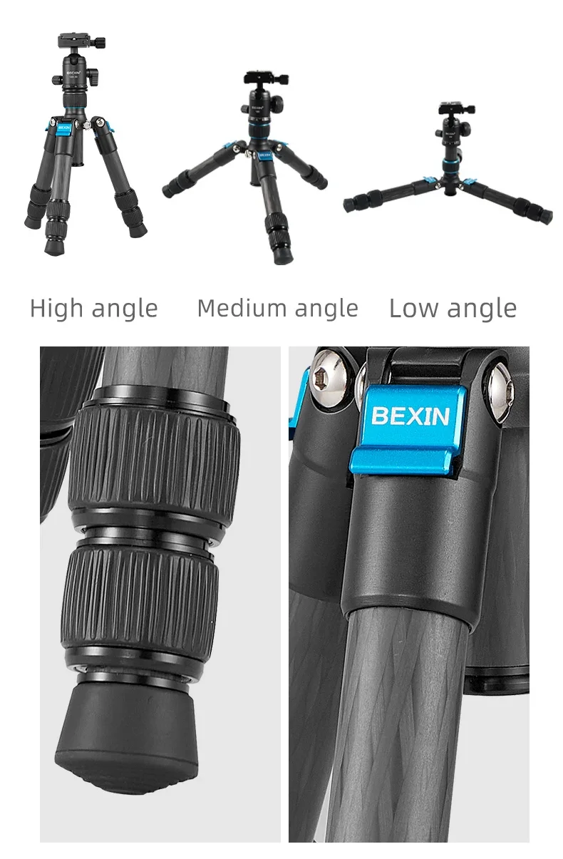 Mini Tripé de Fibra de Carbono para Câmera Dslr e Telefone Compacto Leve Portátil Tripés de Mesa com Alça Bola Cabeça Carga Máxima 8kg - Image 2