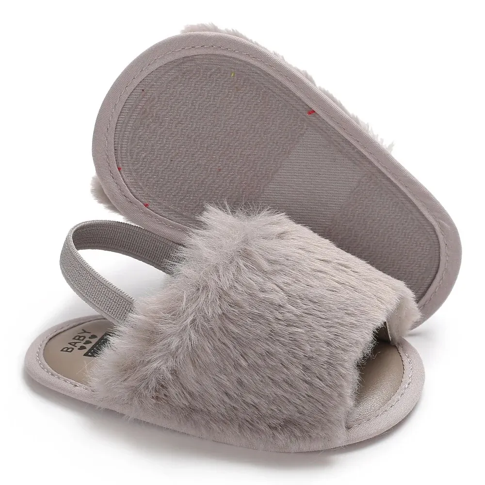 Meckior Baby Sandals Newborn Soft Comfortable Fluff Baby Shoes Anti-slip Cotton Sole Flat New Boys Gilrs Sandals