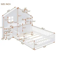 Kids Wood Montessori Floor Bed with Rails Stunning House Design Bedside Drawers Window USB Port Full Size Durable Pine Frame 2