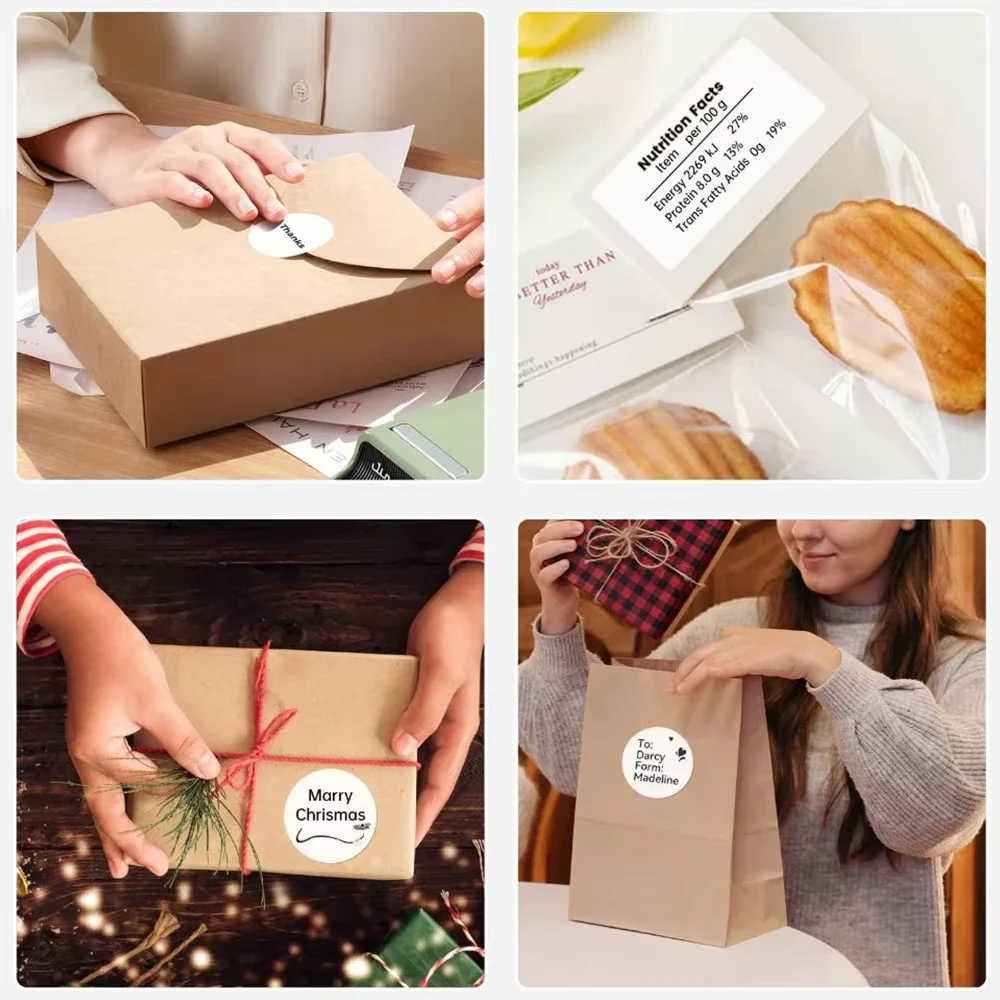 Self Adhesive Stickers Printer Sticker Paper Printing Label Sticker White Label Stickers Self-adhesive Papers Waterproof Compatible With M110 Printers for Gifts Tags DIY Jar Labels Food Category