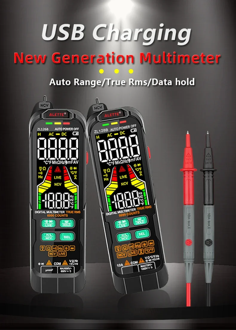 USB Charge Multimetro Digital Profesional AC DC Current Voltage Detector Pen Tru
