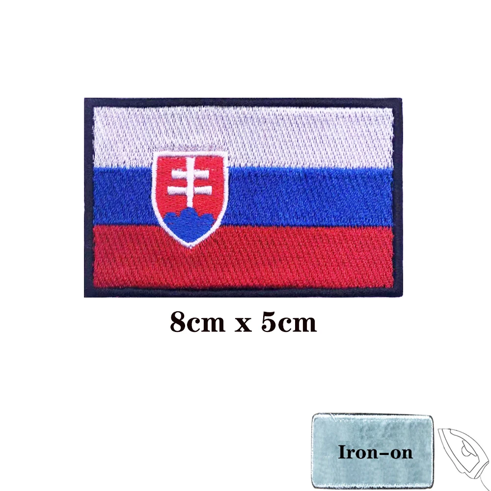 Slovak flag Slovakia Patches Armband Embroidered Patch Hook & Loop Iron On Embroidery Velcros Badge Military Stripe 