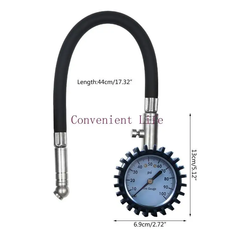 호스 0-100PSI 타이어 공기압 게이지 미터 테스터가 포함된 L1EE 타이어 압력 게이지