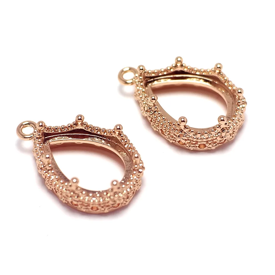 

2pcs Crown Pendant,Rose Gold Plated Brass Ovel Drop 20.35x14x6.7mm Charms Jewelry Making