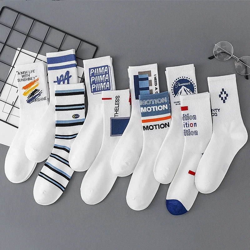 

Fashion Student Couple Stockings White Cotton Socks Mid-tube Sports Socks Summer Men's Socks Cycling Socks Wholesale 35-44 Size
