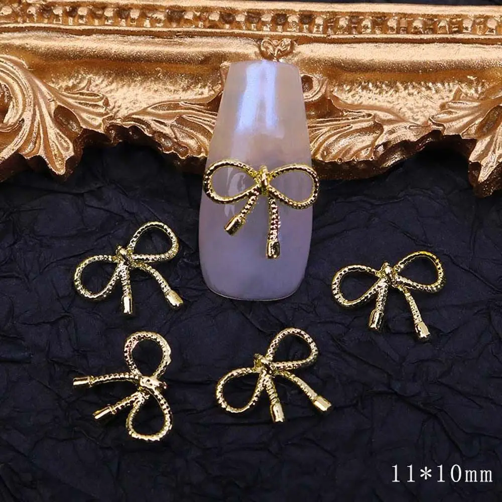 Gold Silver Flowers Manicure Accessories Nail Rhinestones Nail Art Jewelry Bow Nail Decorations 3D Nail Art Drills