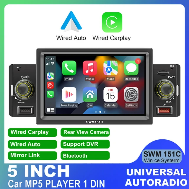 SWM 151C Car Radio 1Din MP5 Player Autoradio Stereo 5 Inch Touch Screen  Carplay Android-auto Bluetooth Universal Multimedia Play - AliExpress