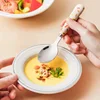 New Design Baby Feeding Solid Food Spoon Fork Set BPA Free Ceramic Handle Cartoon Crab Stainless Utensil Children's Tableware 3