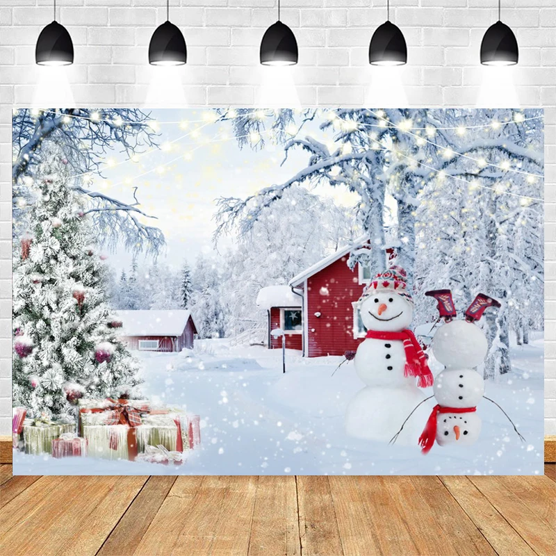 1x Christmas Photography Background Cloth Christmas Tree Snowman Pattern New Year&s Party Photography Props Backgrou