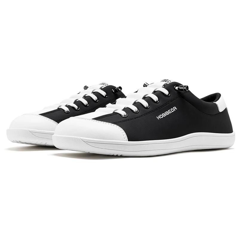 HOBIBEAR Unisex Barefoot Wide Toe Shoes Women Men Artificial Leather Minimalist Sneakers Adjustable Slip On Walking Shoes