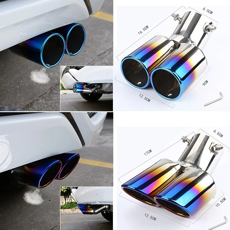1PC Dual Outlet Car Exhaust Tip Stainless Steel Slant Rolled Edge Auto Silencer AliExpress