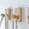 Beech Wood No Punching Black Walnut Hook Entrance Wall Hanging Clothes Clothing Store Single Adhesive Hook 3